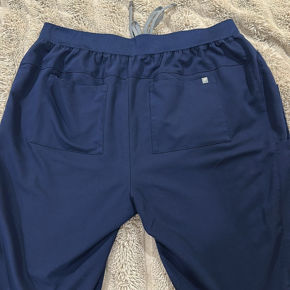 Navy Blue High Rise Jogger Pants with Drawstring - Picture 4 of 4